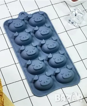 10 муцуни муцуна глава прасе силиконов молд форма за фондан шоколадови бонбони и др 