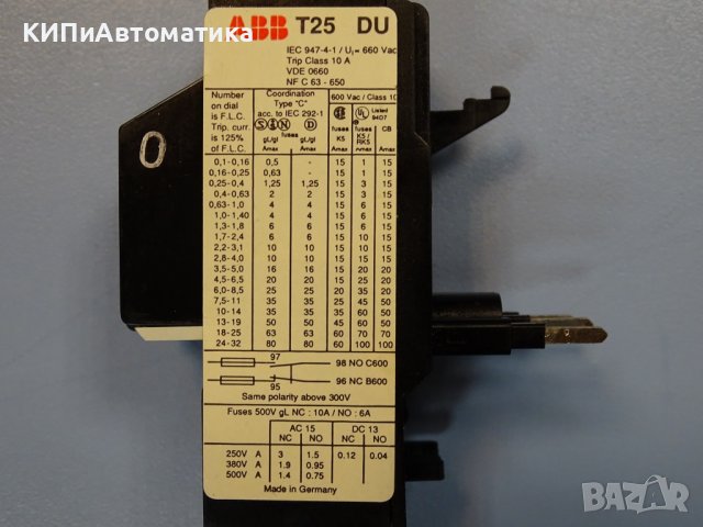 термично реле ABB T25 DU 0.63A thermal relay, снимка 5 - Резервни части за машини - 37506024