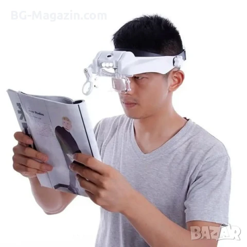 Увеличителна часовникарска лупа за глава око очила с LED осветление светлина лампа бижутери мощна, снимка 11 - Други инструменти - 50919425