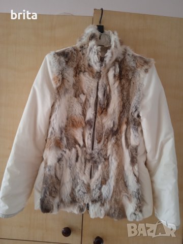 Бяло яке със заешка кожа, снимка 6 - Якета - 44451044