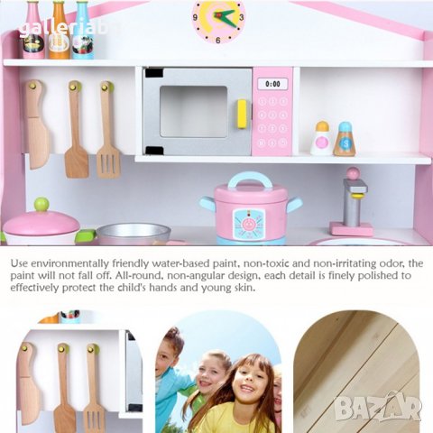Голям кухненски дървен комплект, снимка 3 - Играчки за стая - 38810662