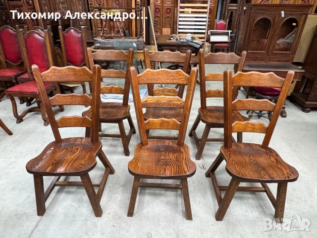 Комплект трапезни столове от дъбов масив, снимка 2 - Столове - 54288032