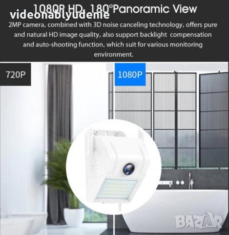 2.53мм 180° WiFi FULL HD 1080P Водоуст. Камера 270℃ PIR Датчик Движение Говор+Микрофон Карта Слот H., снимка 10 - Комплекти за видеонаблюдение - 30832188