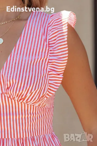 Разпродажба! Дамски топ на райе в червено и бяло, с ефектен гръб, снимка 2 - Корсети, бюстиета, топове - 50023164