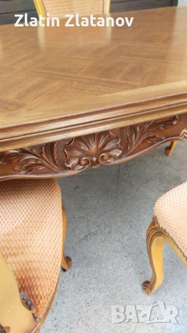 Запазена е!!!Маса с 6 стола стил Луи XV!, снимка 13 - Маси - 51178318