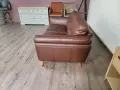Кафяв кожен диван двойка, снимка 9