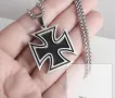 Рицар Тамплиер Колие Малтийски Кръст Stainless Iron Cross Pendant Necklace Knights Templar Commander, снимка 1