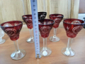 Кристални чаши с гарафа цветен червен кристал, снимка 4