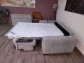 Италиански светло сив диван тройка от плат с функция сън, снимка 9