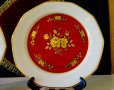 Чаша с чинии баварски порцелан,злато,рози,рубин. , снимка 4