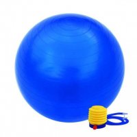Гимнастическа топка 65 см - синя, с помпа, снимка 1 - Фитнес уреди - 37976669