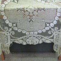 19 век Ръчно Плетена Покривка за Маса, снимка 7 - Антикварни и старинни предмети - 31860896