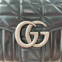 Оригинална Гучи Черна Кожена чанта Gucci Marmont Дръжка И Синджирv GG, снимка 4 - Чанти - 42158336