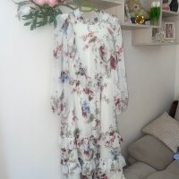 разкошна  нова дълга елегантна рокля  волани къдри Reaerved флорален нежен принт цветя, снимка 6 - Рокли - 42157211