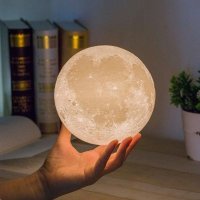 Нощна лампа луна с 3D форма,16 цвята и дистанционно, снимка 3 - Лед осветление - 30920136