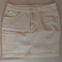 Дънкова бяла пола, размер 42 (XL), снимка 1 - Поли - 42379687