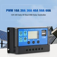 30A PWM соларно зарядно соларен контролер 12/24 с две USB x2a, снимка 4 - Друга електроника - 42910433