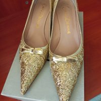 Златисти официални обувки Euro Donna, снимка 7 - Дамски елегантни обувки - 36717444