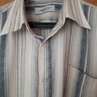 Нова мъжка риза къс ръкав на райета 100 % памук , снимка 3 - Ризи - 29152212