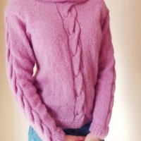 Ръчно плетена блуза в лилав цвят, снимка 2 - Блузи с дълъг ръкав и пуловери - 31168101