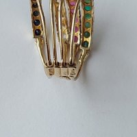 Златен пръстен с рубини, изумруди, сапфири и топази, снимка 7 - Пръстени - 38716397