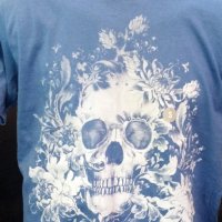Мъжка тениска RVCA Blue Skull размер М, снимка 2 - Тениски - 26366997