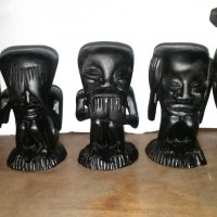  Дървени Африкански   статуетки 5 броя, снимка 2 - Колекции - 22443810