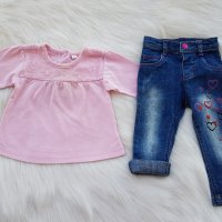 Дънки и блуза за новородено момиченце, снимка 10 - Панталони и долнища за бебе - 29558243