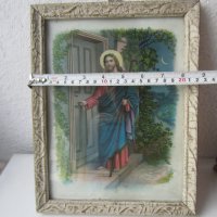 Религиозна картина, стар принт с рамка, снимка 5 - Икони - 32053263