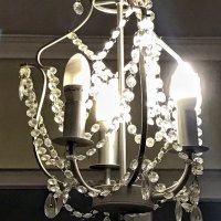 Класическа таванна лампа хром с кристални 3 светлини, снимка 3 - Полилеи - 34959797