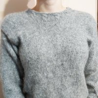 Мохерен пуловер, ръчно плетена сива блуза, снимка 9 - Блузи с дълъг ръкав и пуловери - 31225633