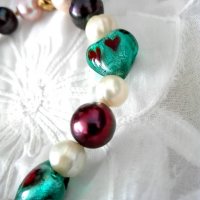 Гривна от естествени перли и стъкло Мурано, снимка 6 - Гривни - 37614882