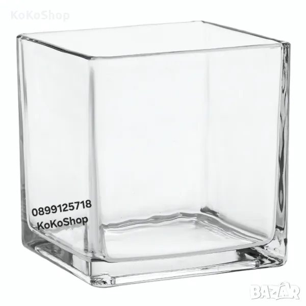 Квадратна ваза-12х12х12 см./стъклена ваза/стъклена квадратна ваза, снимка 1