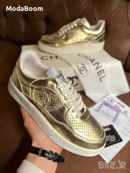 Ch🅰️nel златисти дамски маратонки , снимка 1