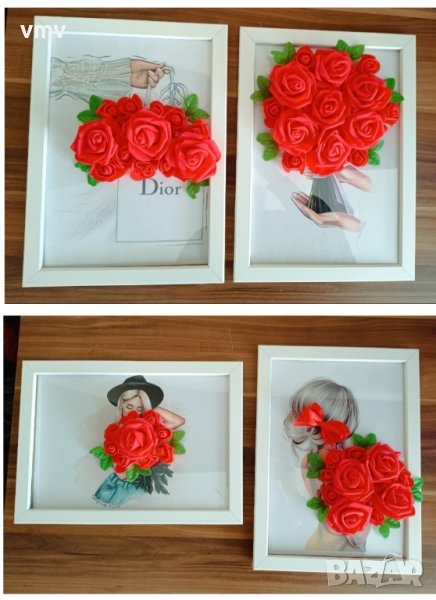Рамки декорирани с цветя подходящи за 8ми март рожден ден или друг повод , снимка 1