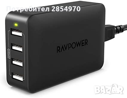 RAVPower Зарядно 4 USB порта, iSmart технология 40W, снимка 1