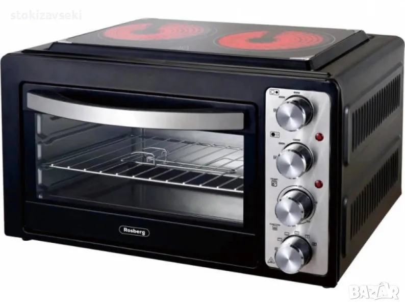 Готварска печка Rosberg Premium с 2 стъклокерамични котлона 800W и 1200W, 38л., снимка 1