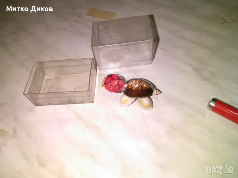 Миниатюрна костенурка от морски дарове ръчно направена с подарък морско око, снимка 1