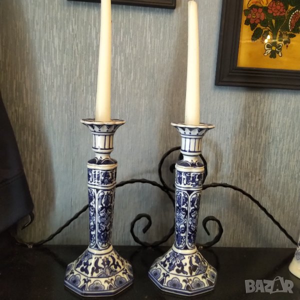 Двойка порцеланови свещници ръчна изработка , снимка 1