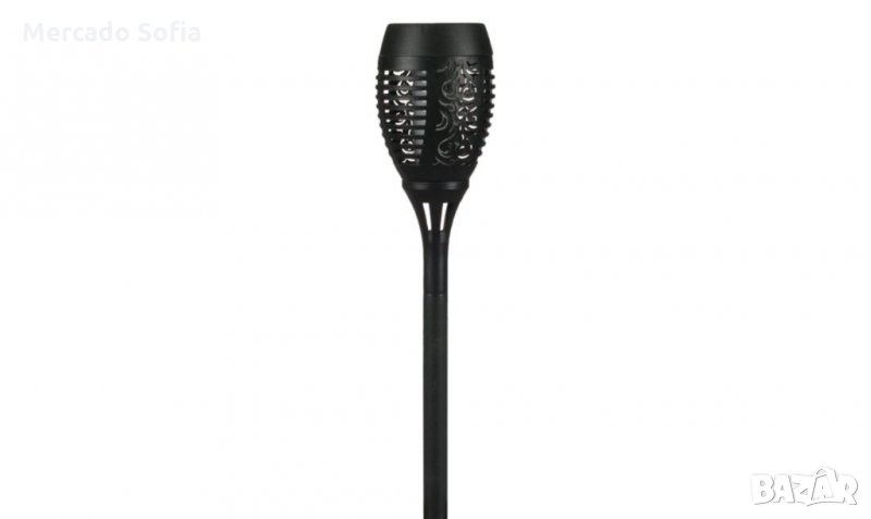 Соларен фенер LED факел с ефект на пламък пластмаса черен 49 cm , снимка 1