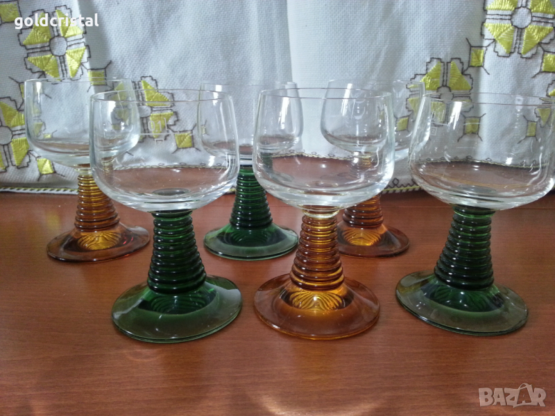 Ретро стъклени чаши цветно стъкло , снимка 1