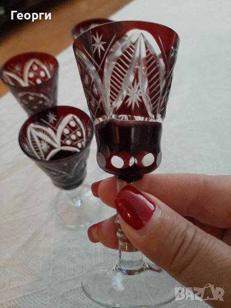 Кристални чаши рубин за ракия, снимка 1