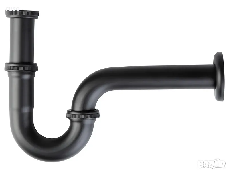 НОВИ! Тръбен сифон от неръждаема стомана черен мат, снимка 1