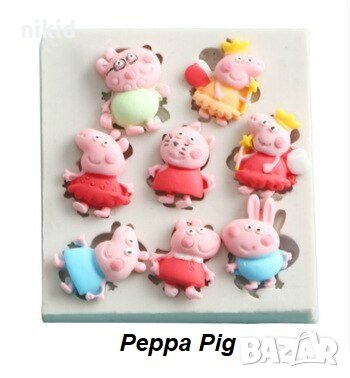 Малки Пепа Пиг peppa pig герои силиконов молд форма фондан шоколад гипс смола, снимка 1