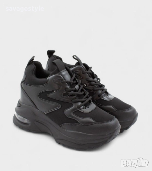 Дамски маратонки с висока подметка и връзки , снимка 1