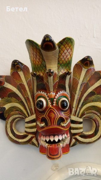 Hand made Sri Lankan traditional wooden Cobra mask, снимка 1