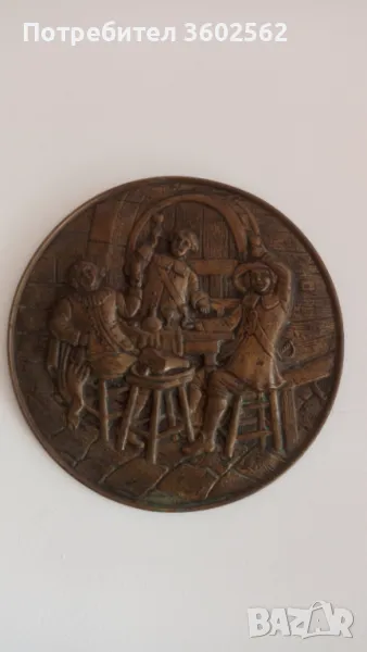 бронзово пано "мускетарска наздравица", снимка 1