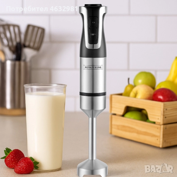 Ръчен пасатор Royalty Line RL-ESTM800, 800W с неръждаема стомана и регулатор на скоростта, снимка 1