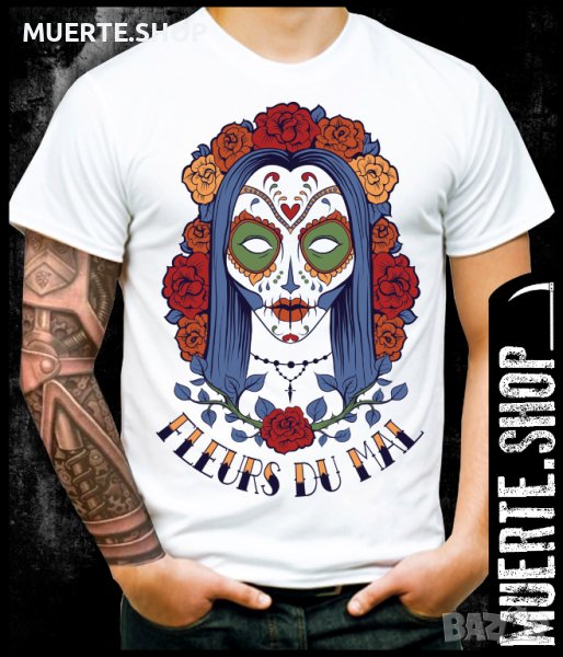 Тениска с щампа FLEURS DU MAL, снимка 1