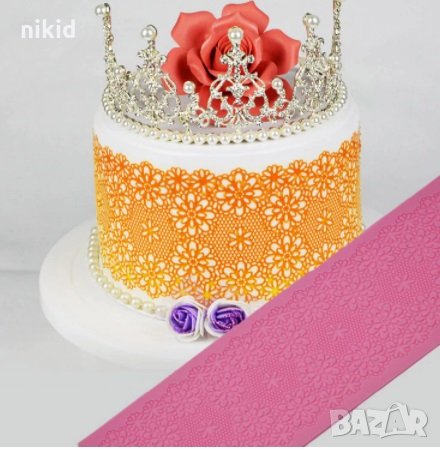 Мрежа обсипана с маргаритки силиконов молд дантела украса торта с фондан захарна паста гъмпейст , снимка 1